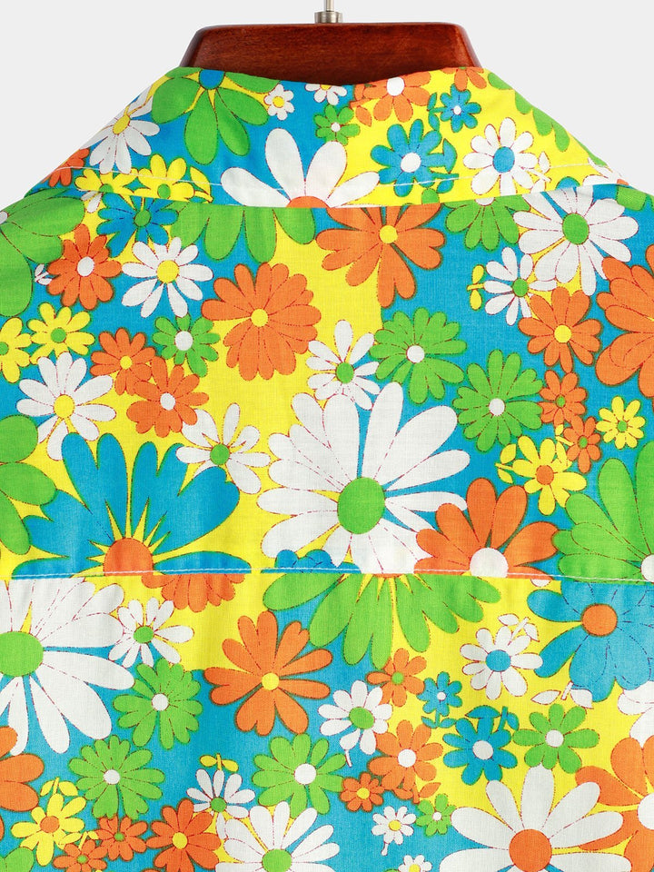 Chemise hawaïenne tropicale en coton floral pour homme