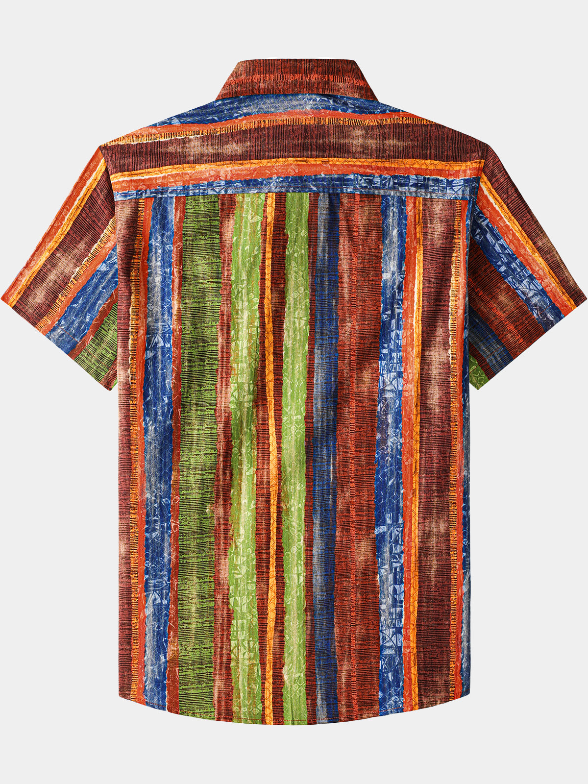 Chemise Vintage Homme Boho Rayé Coton Léger Vacances Été