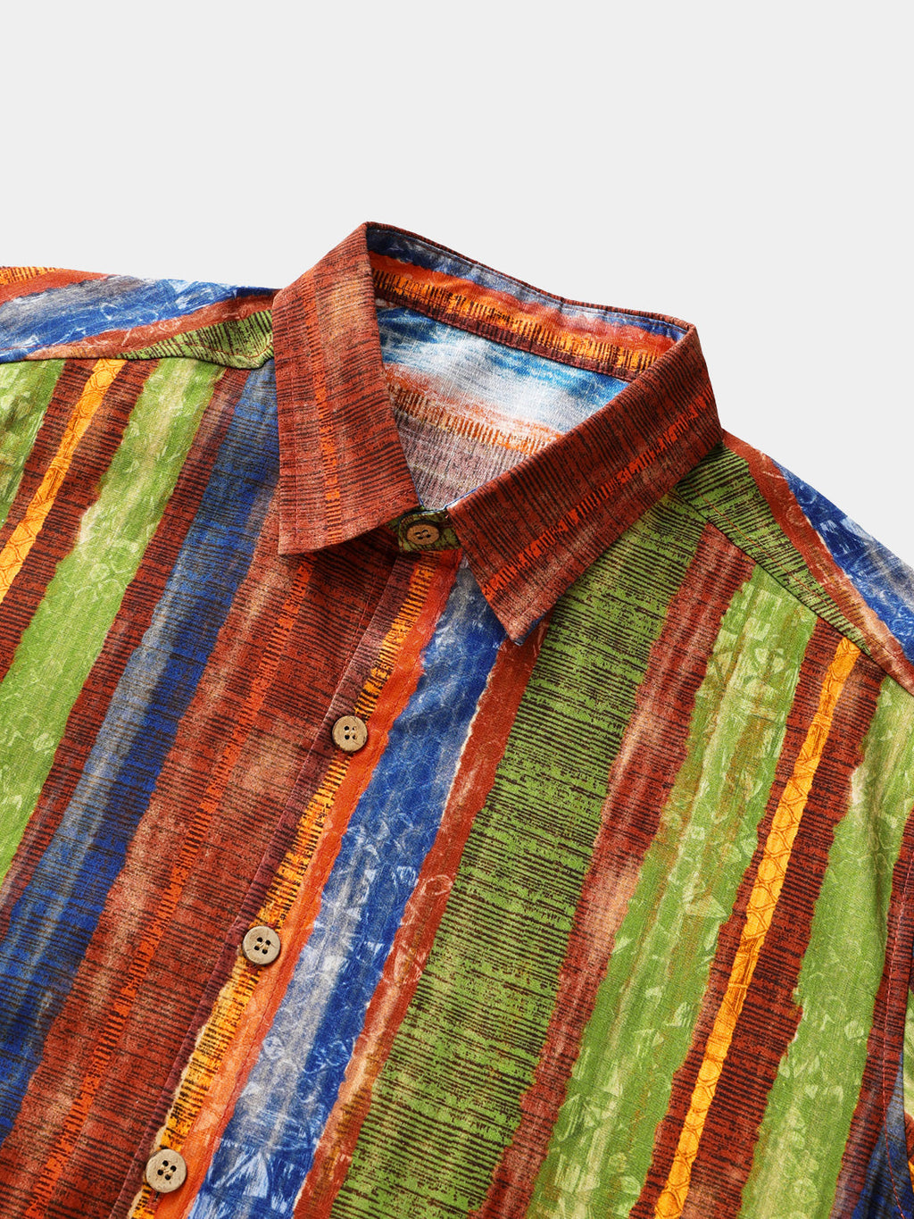 Chemise Vintage Homme Boho Rayé Coton Léger Vacances Été