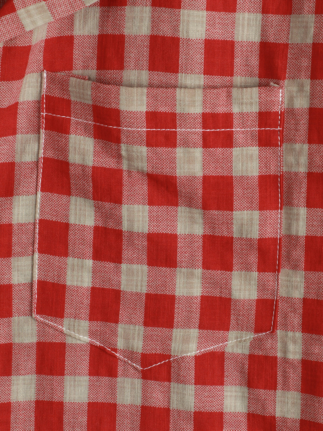 Chemise pour homme à carreaux rouges avec boutons et poche, à manches courtes