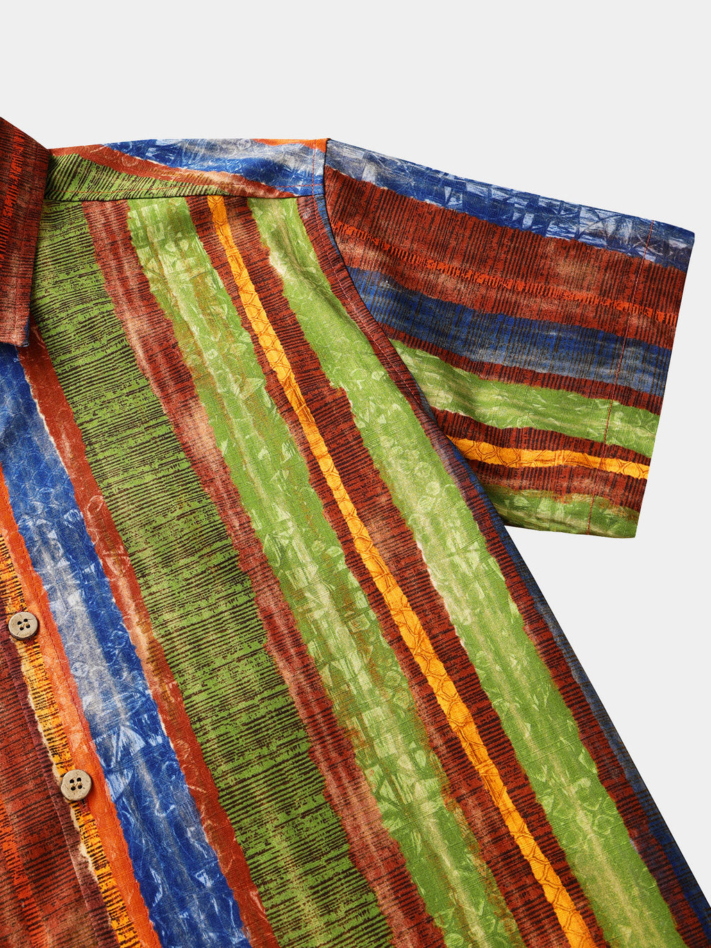 Chemise Vintage Homme Boho Rayé Coton Léger Vacances Été