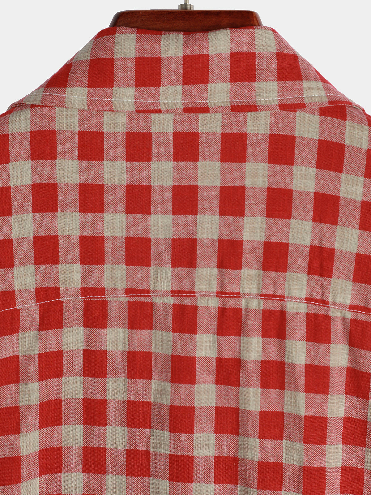 Chemise Homme à Carreaux Rouges avec Boutons et Poche à Manches Courtes