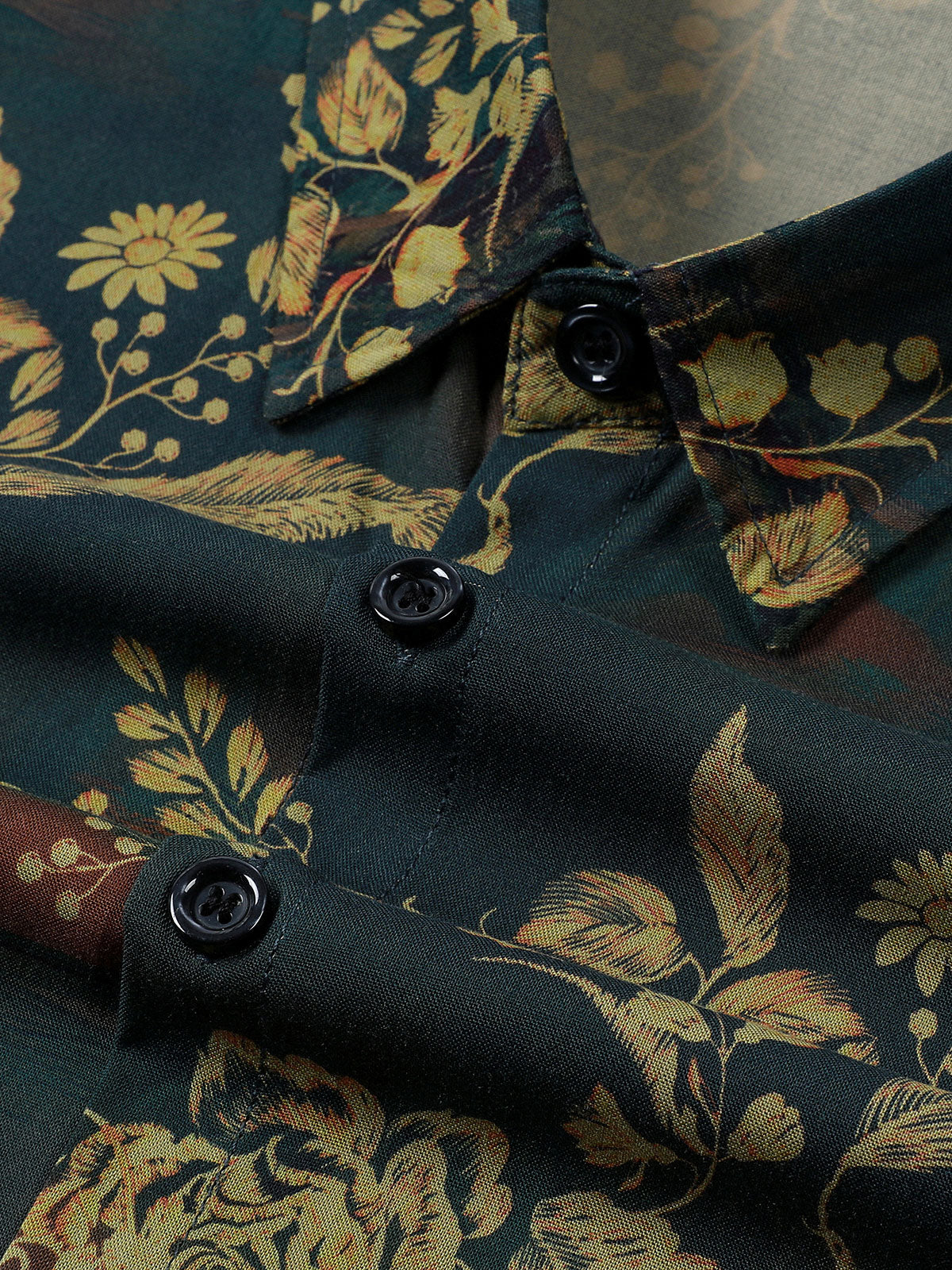 Chemise Vintage à Motif Floral Manches Courtes Boutonnée