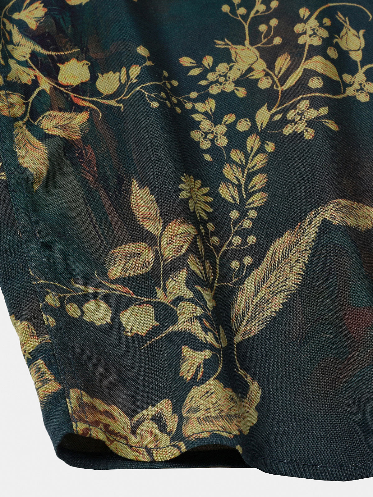 Chemise Vintage à Motif Floral Manches Courtes Boutonnée