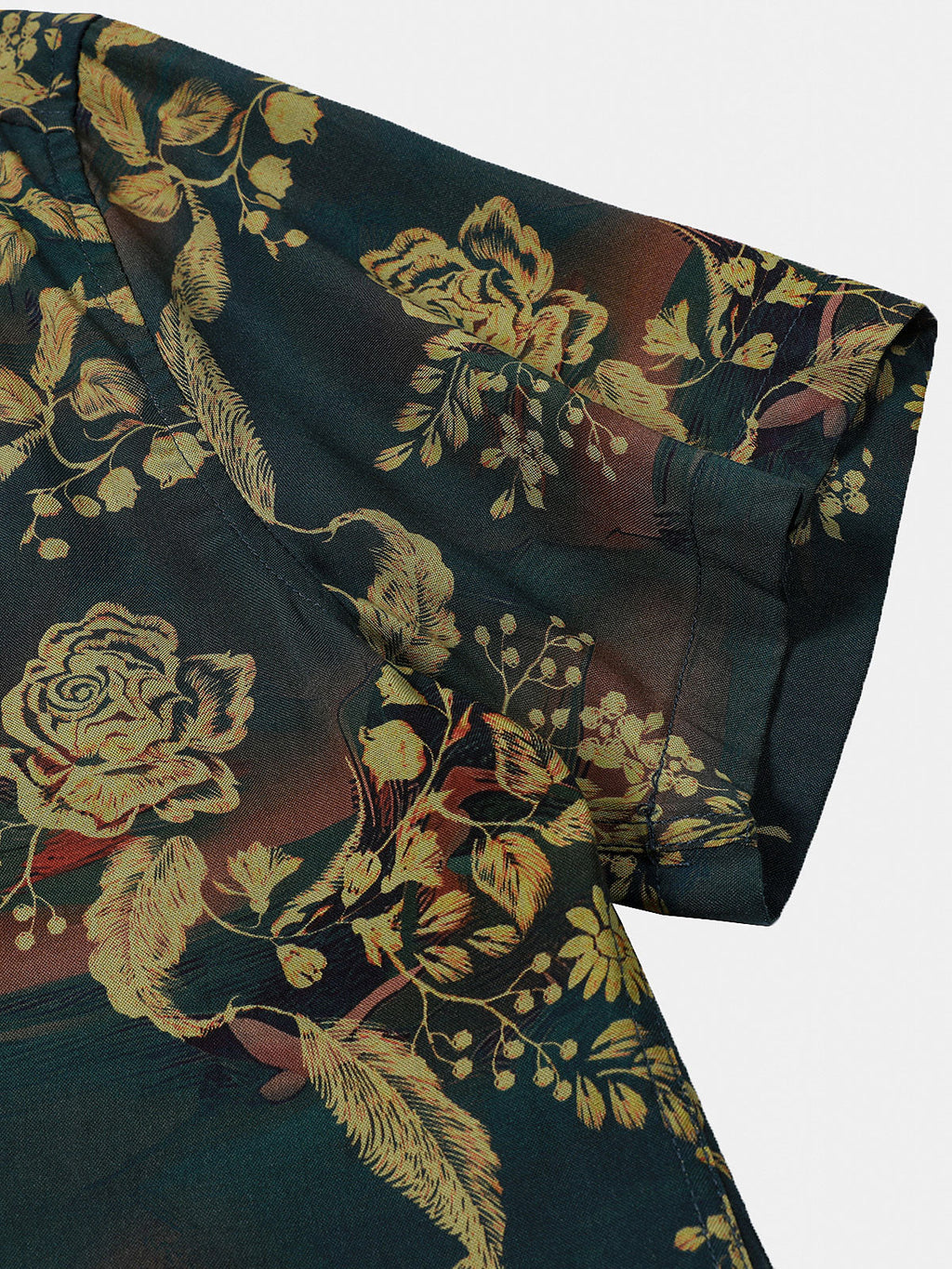 Chemise Vintage à Motif Floral Manches Courtes Boutonnée