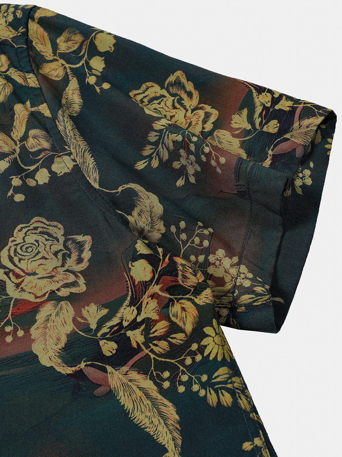 Chemise Vintage à Motif Floral Manches Courtes Boutonnée