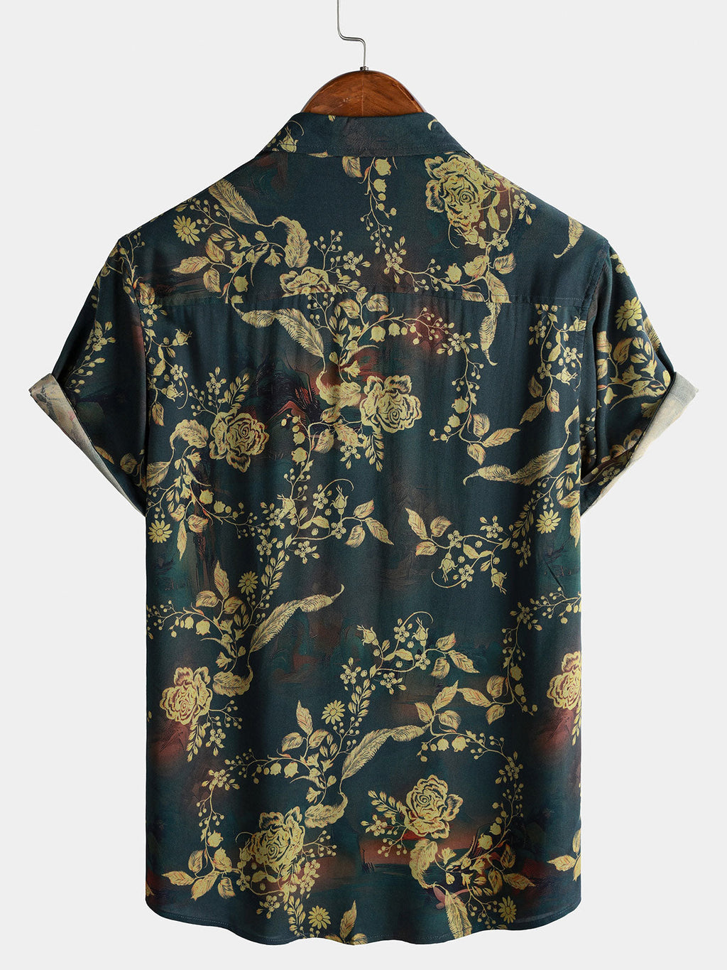 Chemise Vintage à Motif Floral Manches Courtes Boutonnée