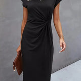 Aella | Robe d'été midi élégante à manches courtes pour femmes