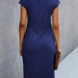Aella | Robe d'été midi élégante à manches courtes pour femmes