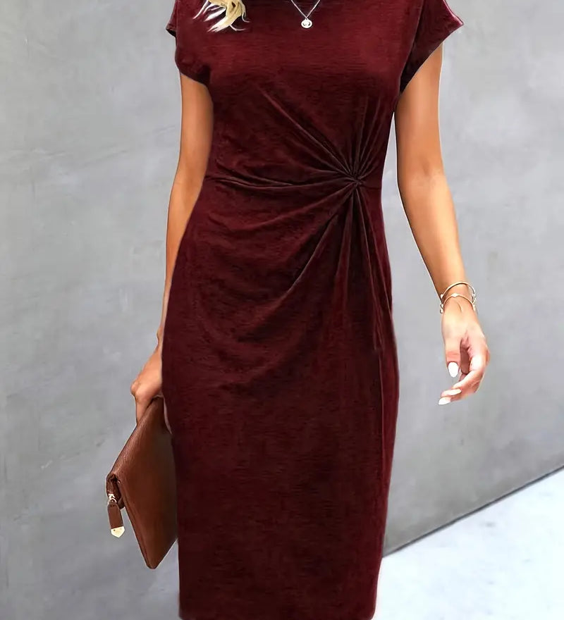 Aella | Robe d'été midi élégante à manches courtes pour femmes