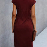 Aella | Robe d'été midi élégante à manches courtes pour femmes