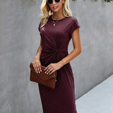 Aella | Robe d'été midi élégante à manches courtes pour femmes