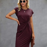 Aella | Robe d'été midi élégante à manches courtes pour femmes
