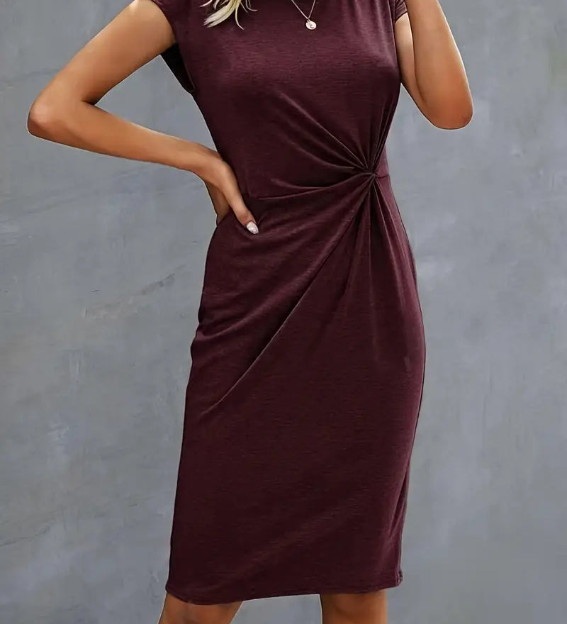 Aella | Robe d'été midi élégante à manches courtes pour femmes