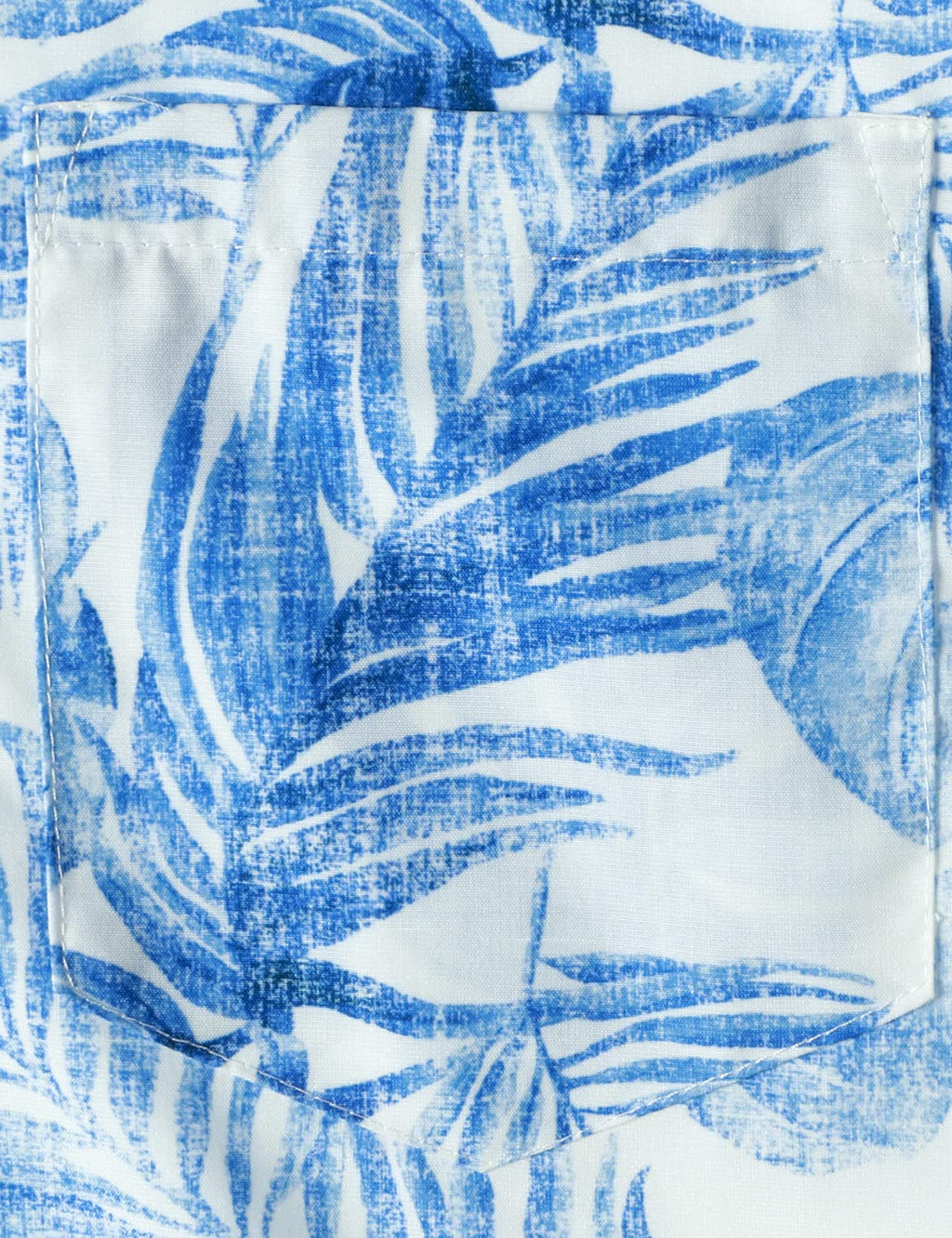 Chemise hawaïenne bleue à manches courtes pour homme avec poche décontractée et imprimé de plantes tropicales
