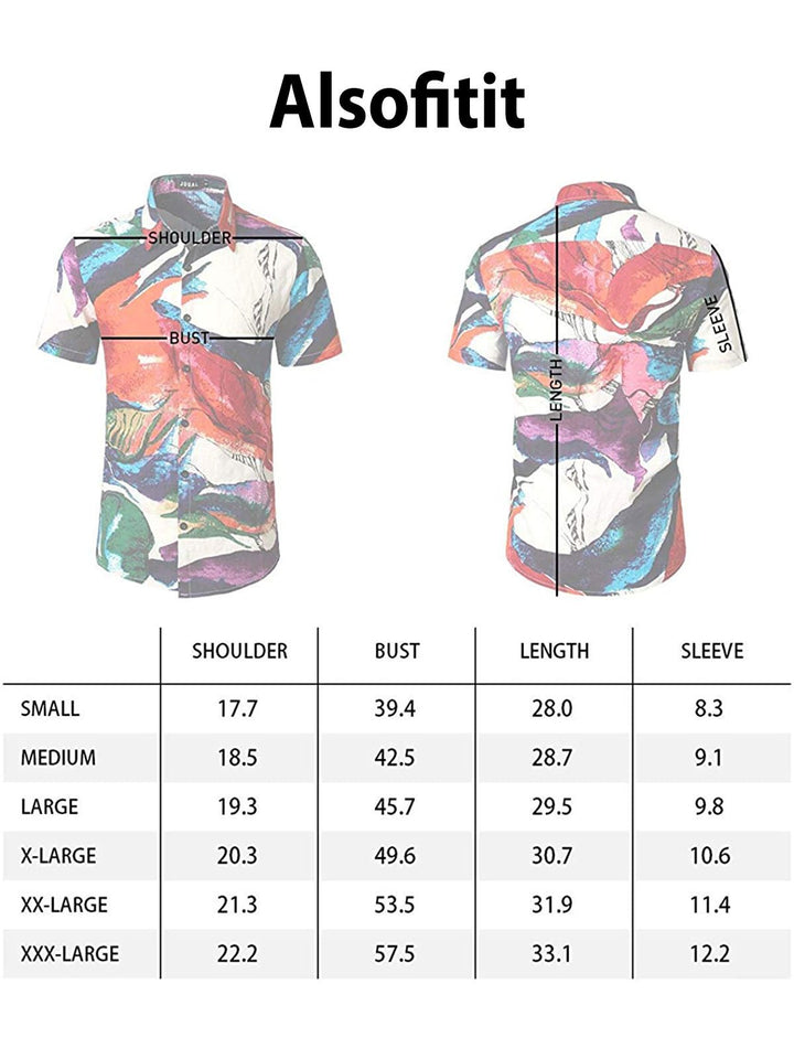 Chemise en coton à manches courtes imprimée patchwork pour homme