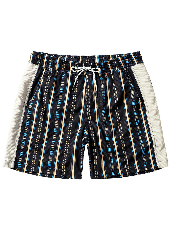 Short de plage rayé rétro décontracté pour hommes