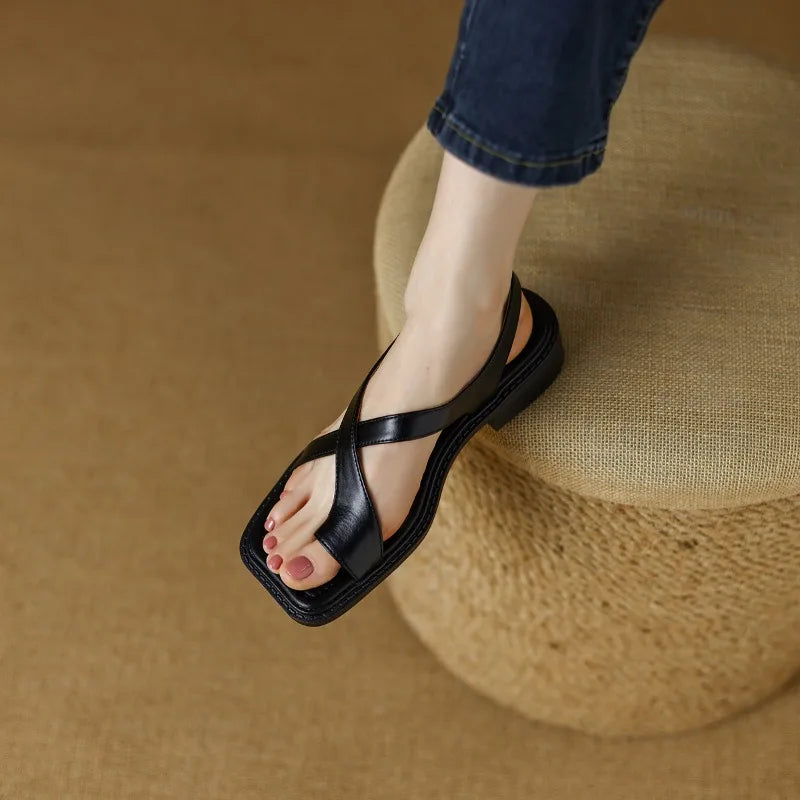 Sandales croisées en cuir italien
