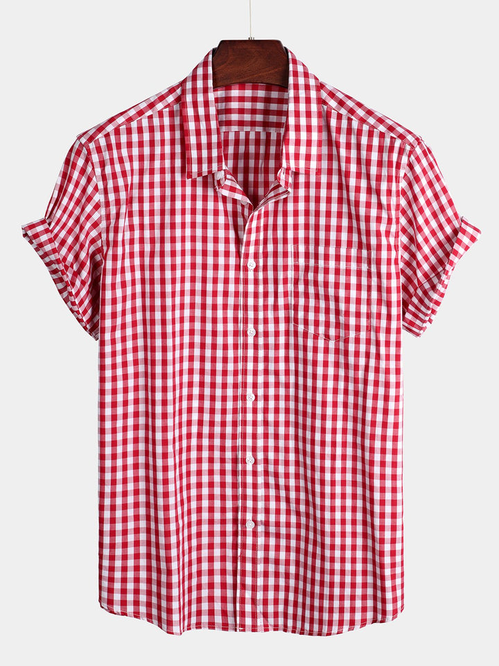 Chemise décontractée en coton à carreaux pour hommes