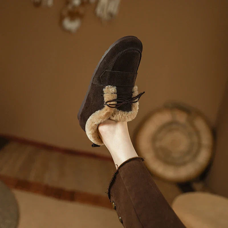 Mocassins en daim et laine