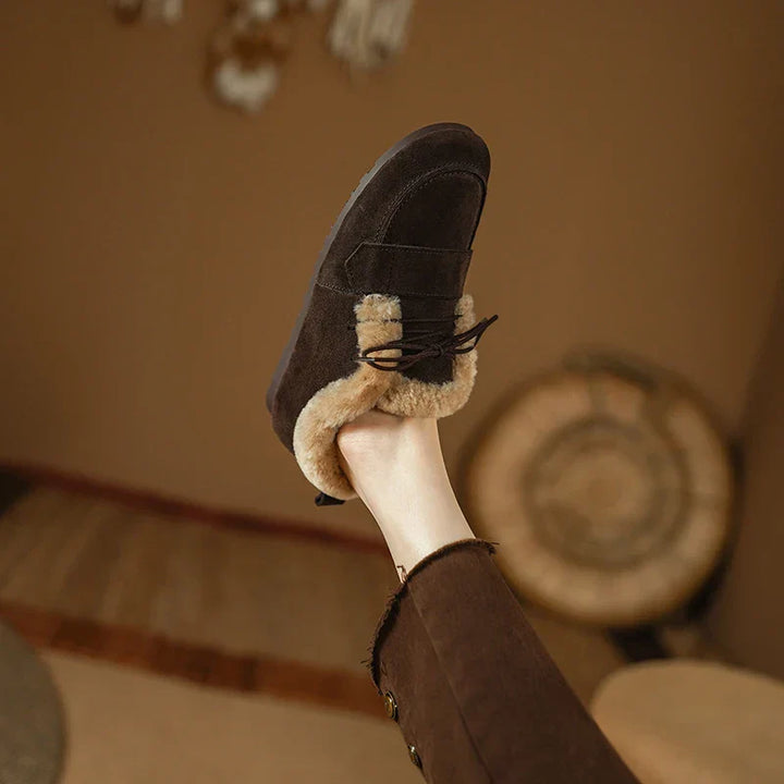 Mocassins en daim et laine