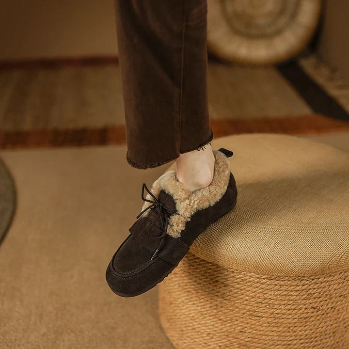 Mocassins en daim et laine