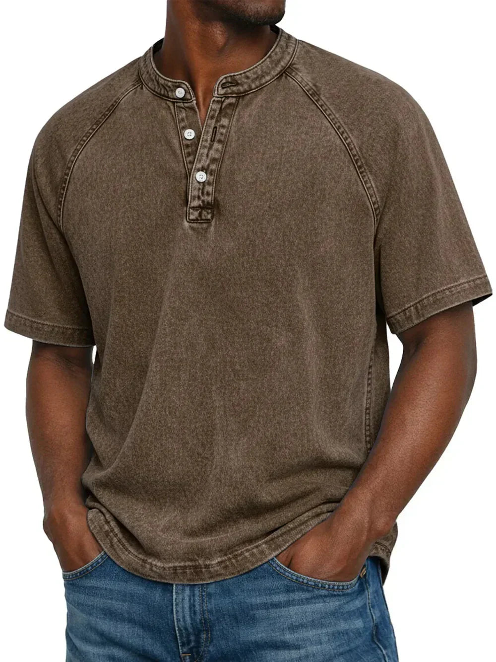 Lucas - T-Shirt Vintage à Boutons pour Hommes