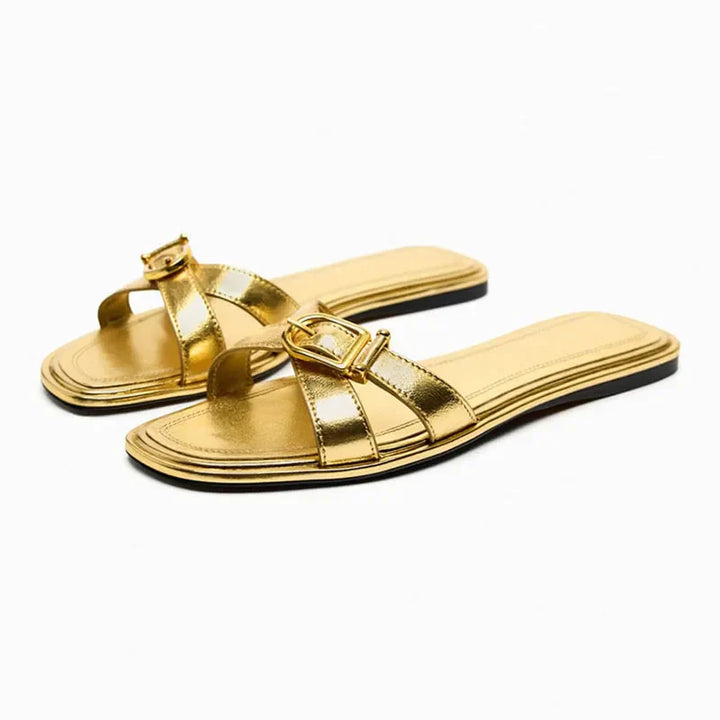 Sandales à brides découpées en cuir italien