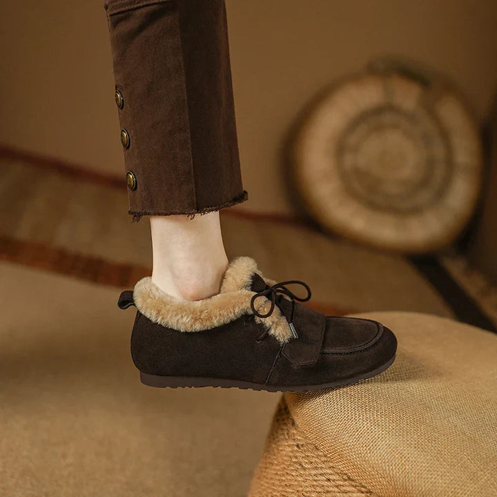 Mocassins en daim et laine
