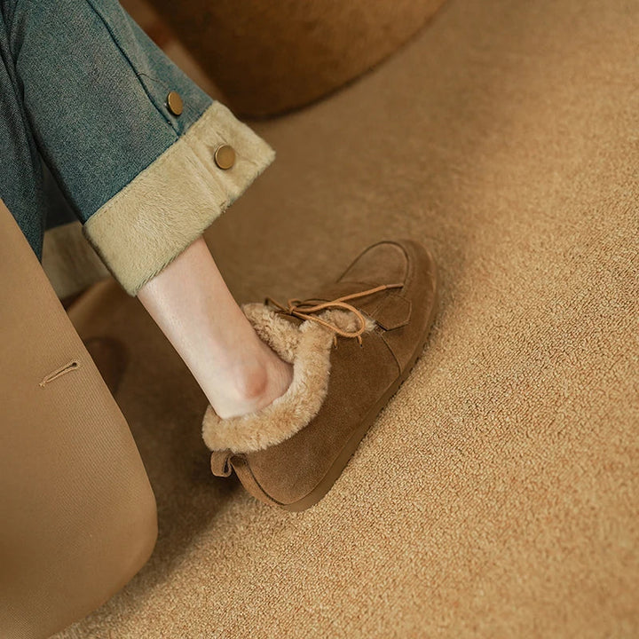 Mocassins en daim et laine