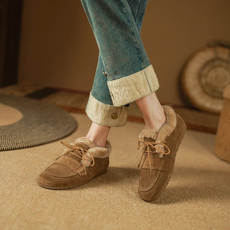 Mocassins en daim et laine