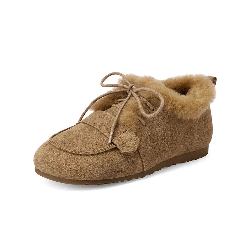 Mocassins en daim et laine