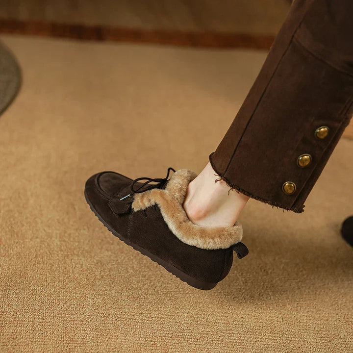 Mocassins en daim et laine