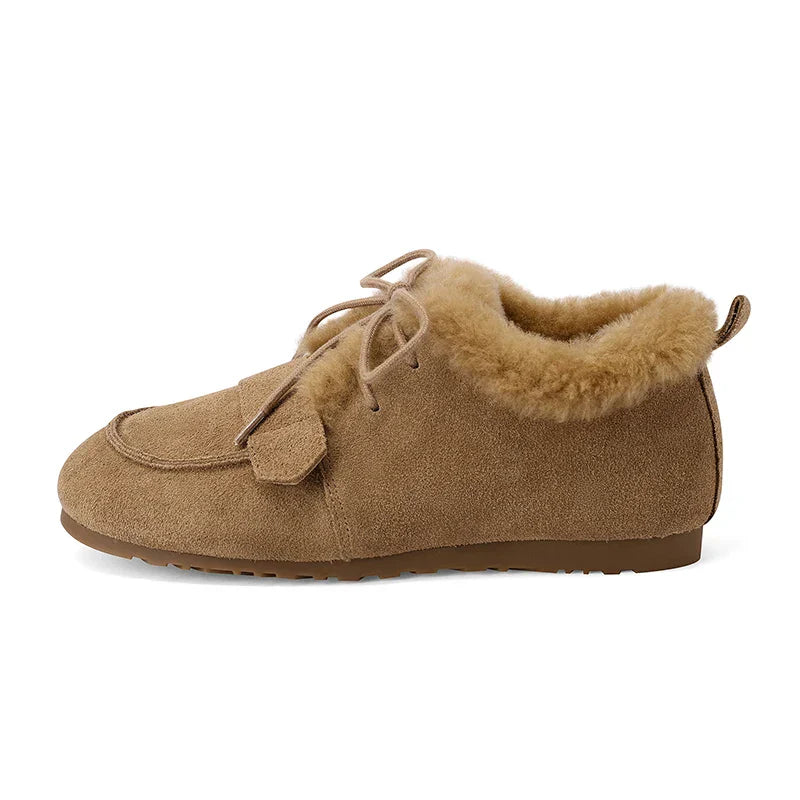 Mocassins en daim et laine