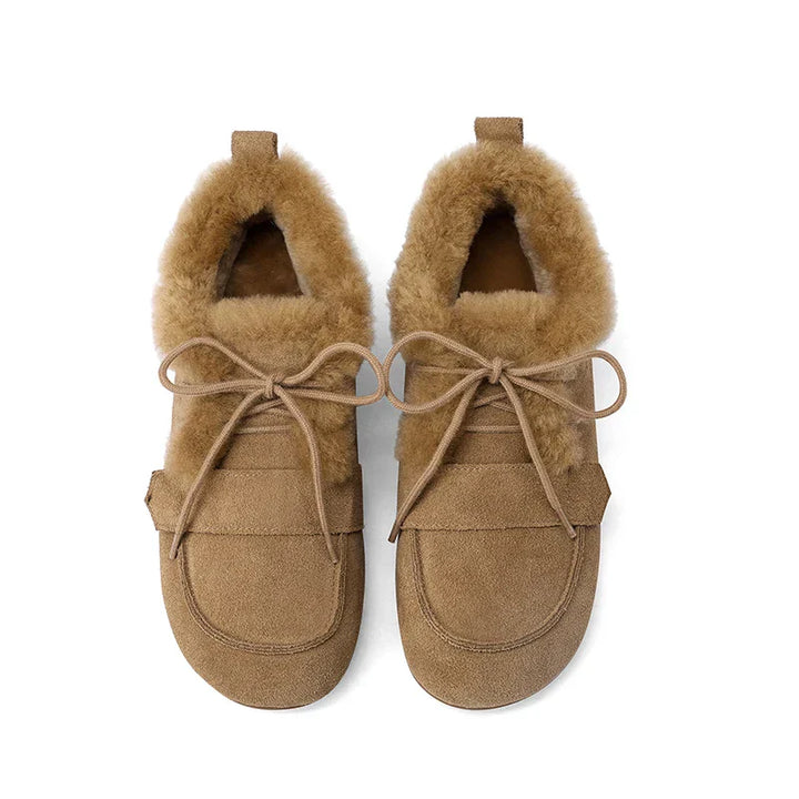 Mocassins en daim et laine
