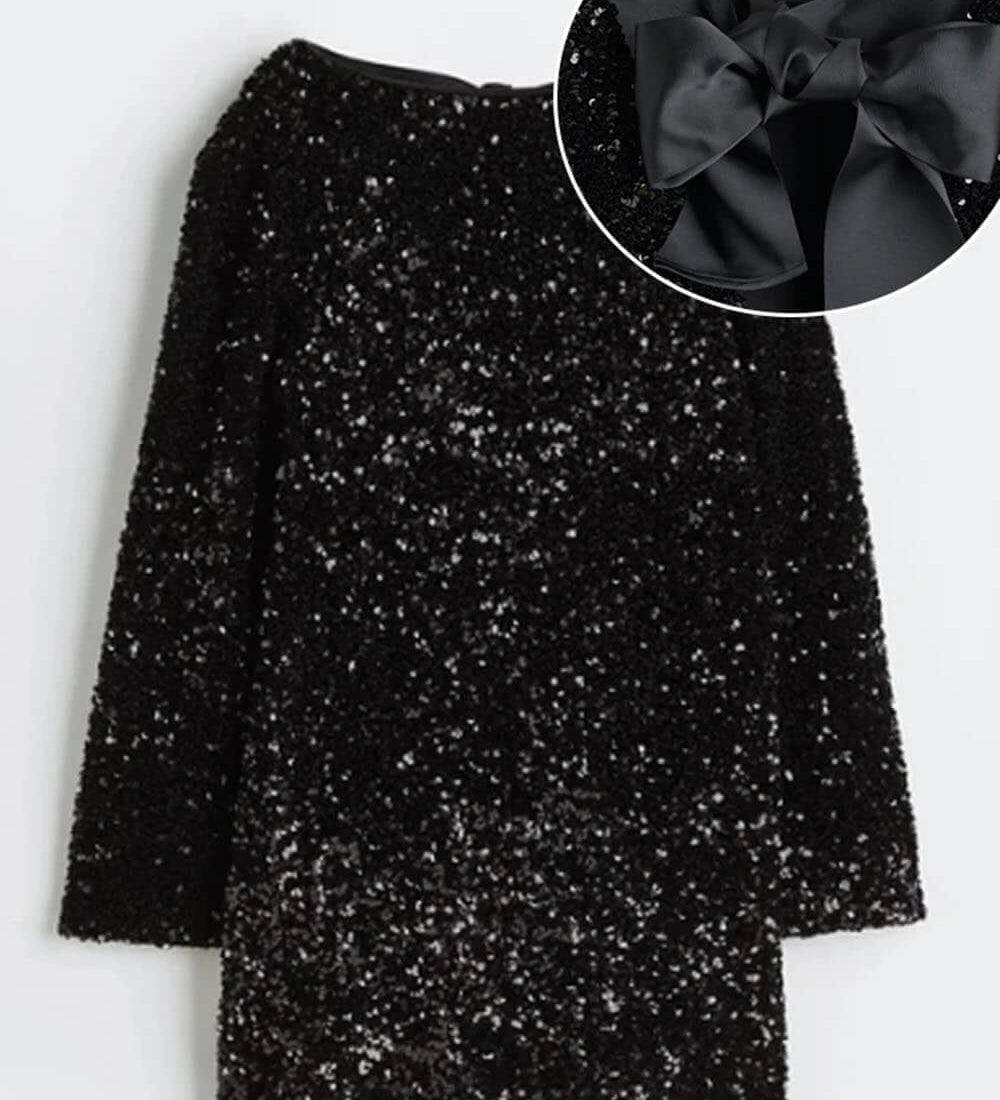 Marcelle | Robe à paillettes avec nœud et fermeture à nœud pour femmes