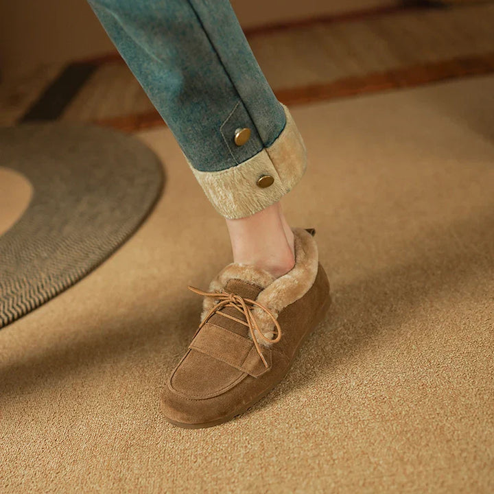 Mocassins en daim et laine