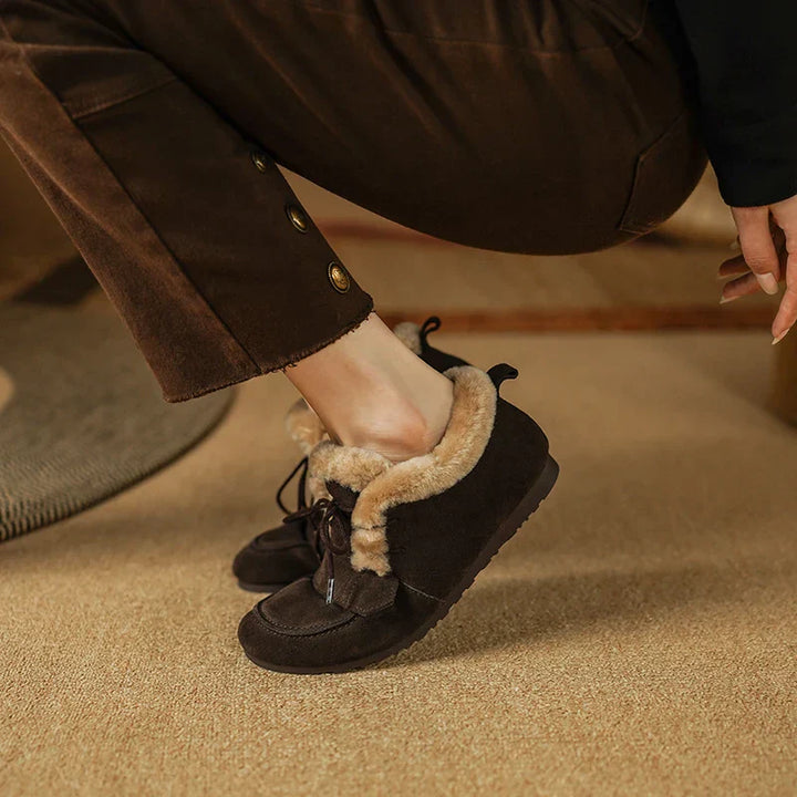 Mocassins en daim et laine