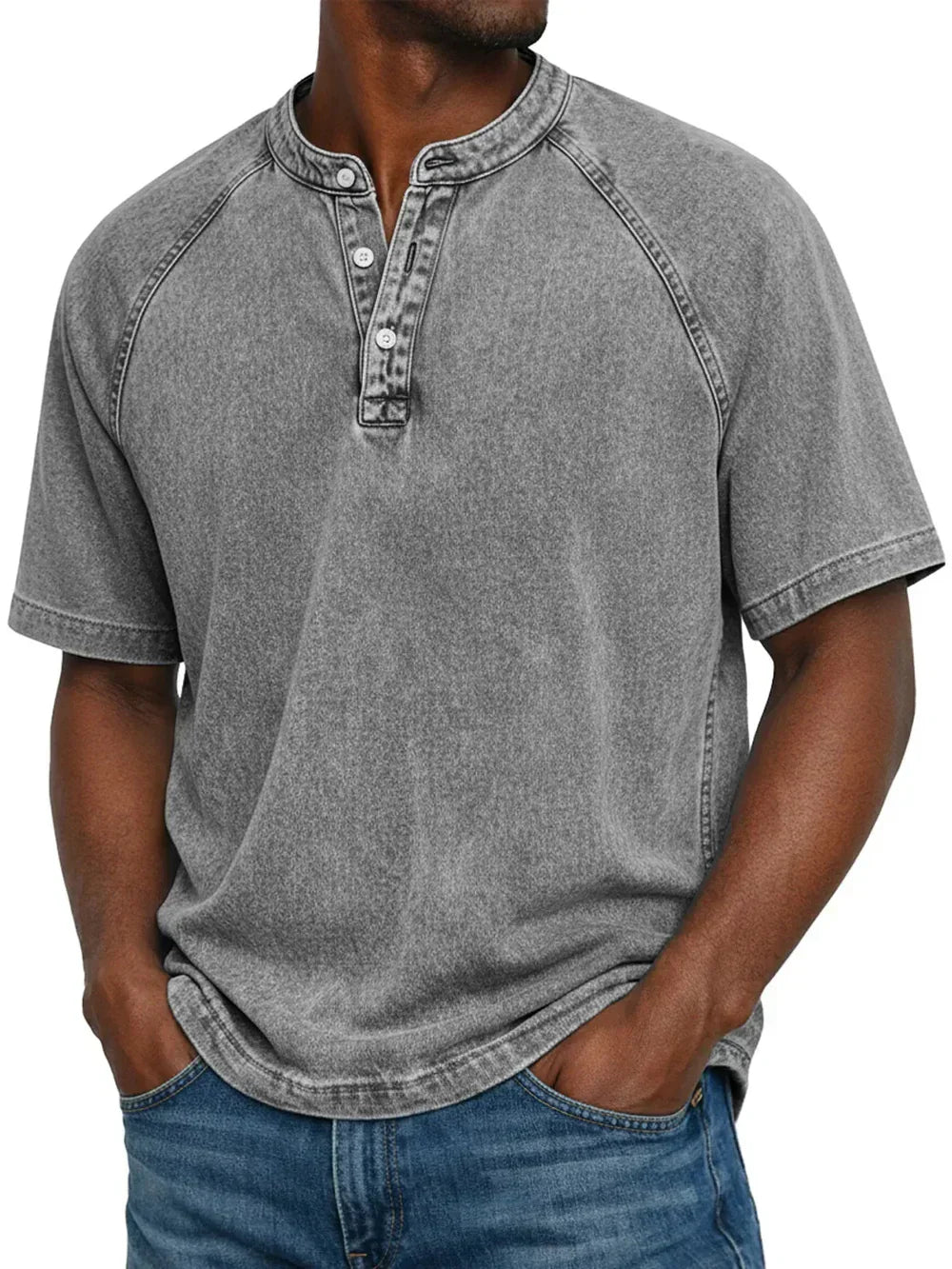 Nicolas - T-Shirt Vintage à Boutons pour Hommes
