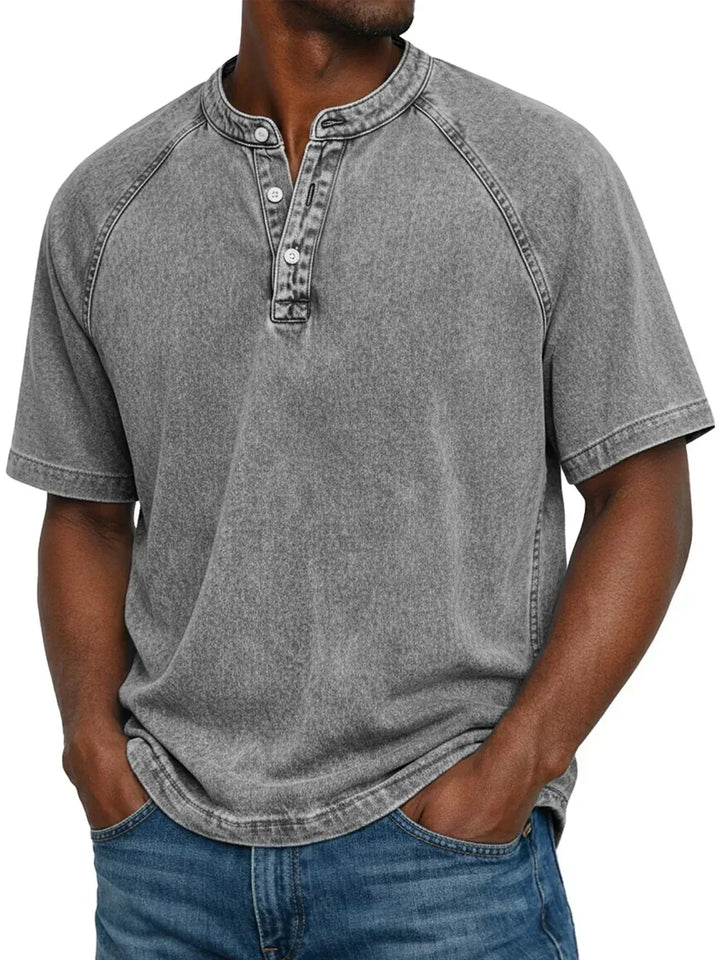 Nicolas - T-Shirt Vintage à Boutons pour Hommes
