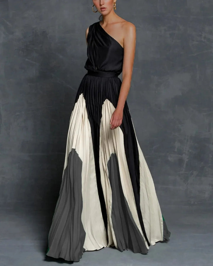 Polina | Robe Longue Asymétrique à Épaule Unique avec Silhouette Fluide pour Femme