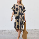 Robe Courte à Poches – Imprimé Pois Écru