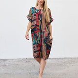 Robe Courte à Poches – Imprimé Patchwork Terracotta