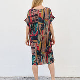 Robe Courte à Poches – Imprimé Patchwork Terracotta