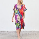 Robe Courte à Poches – Imprimé Abstrait Multicolore