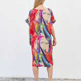 Robe Courte à Poches – Imprimé Abstrait Multicolore