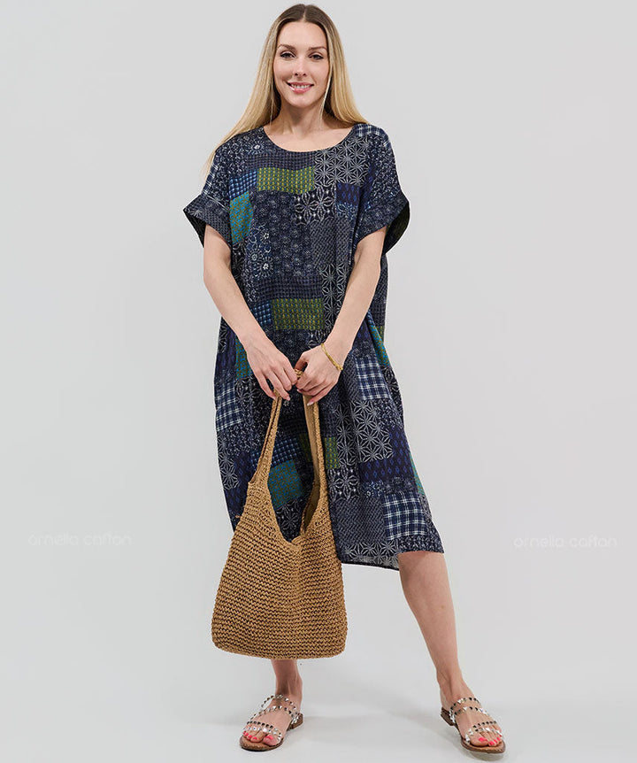 Robe Courte à Poches – Imprimé Vichy Patchwork
