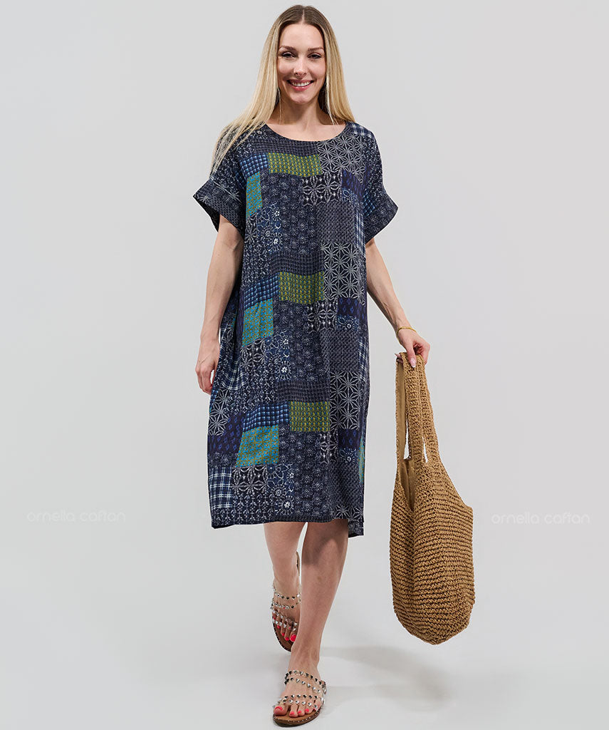 Robe Courte à Poches – Imprimé Vichy Patchwork