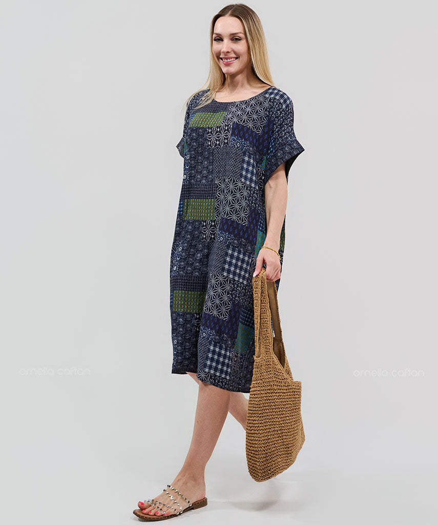 Robe Courte à Poches – Imprimé Vichy Patchwork
