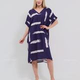 Robe Courte à Poches – Imprimé Tie-Dye Prune